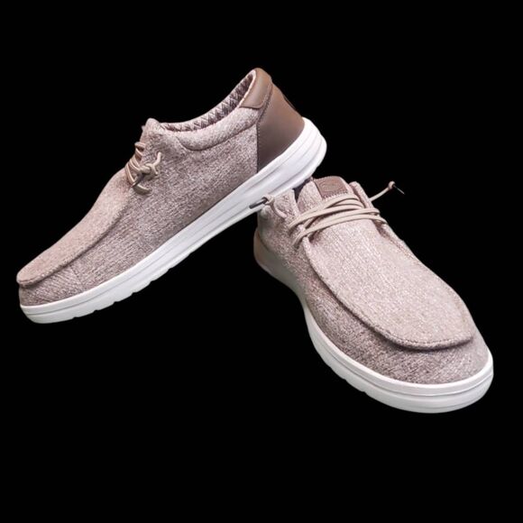 Hey Dude Mens Paul Knit Light Grey/Espresso Slip on Shoes Loafers Shoes Size 13 - Picture 1 of 7